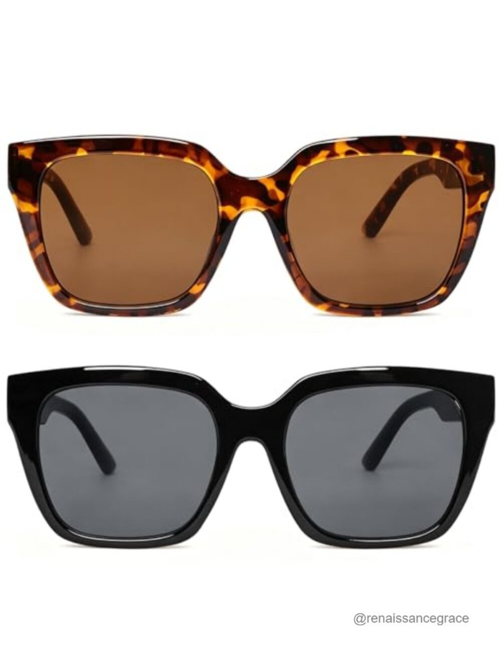 2Pcs Oversized Square Sunglasses for Women Retro UV Protection Shades Set